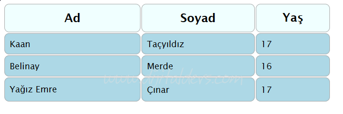 Table Tagı Nasıl Kullanılır?