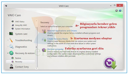 Recovery (Sistemi Fabrika Ayarlarına Almak)